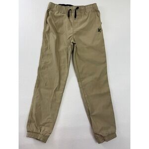 Hurley Boys Khaki Jogger Pants Size 14/16 Tan Elastic Waist Drawstring 7935-X1T